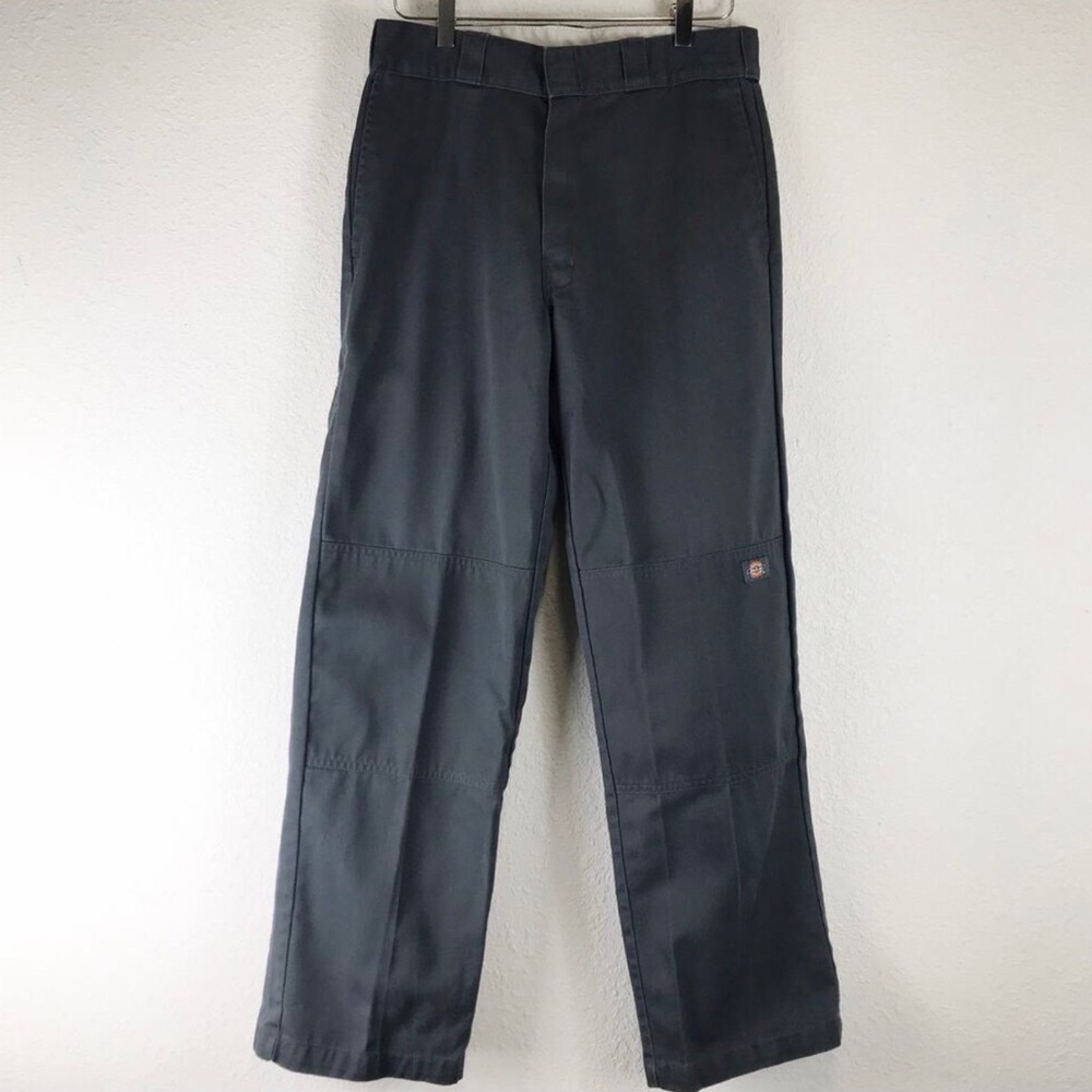 Dickies Loose Fit Double Knee Work Pants Straight Leg High Rise Charcoal 33x32